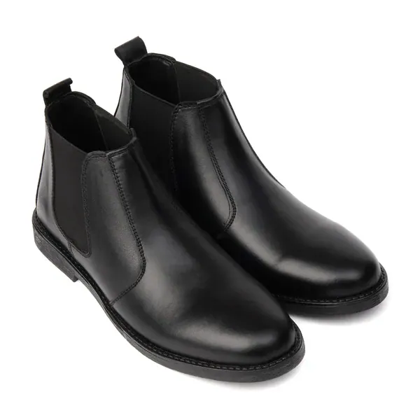 Cow Leather Chelsea Boots, Black color, Chelsea category, view 3 by Hidesole