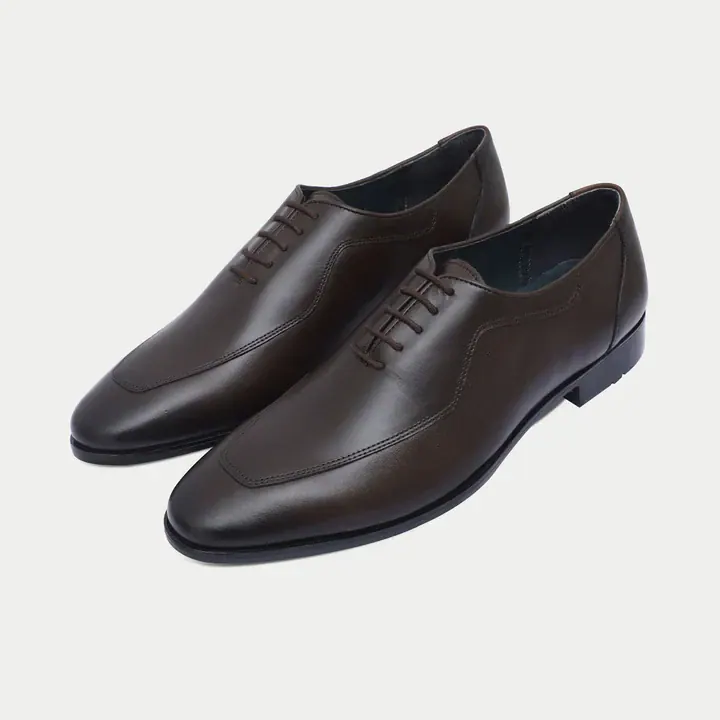 Handmade Coffee Leather Formal Lace-Up Shoes, Coffee color, Formal Lace Ups category, view 1 by Hidesole