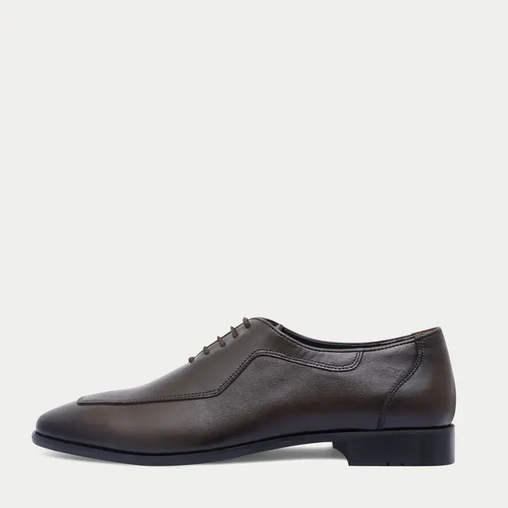 Handmade Coffee Leather Formal Lace-Up Shoes, Coffee color, Formal Lace Ups category, view 2 by Hidesole