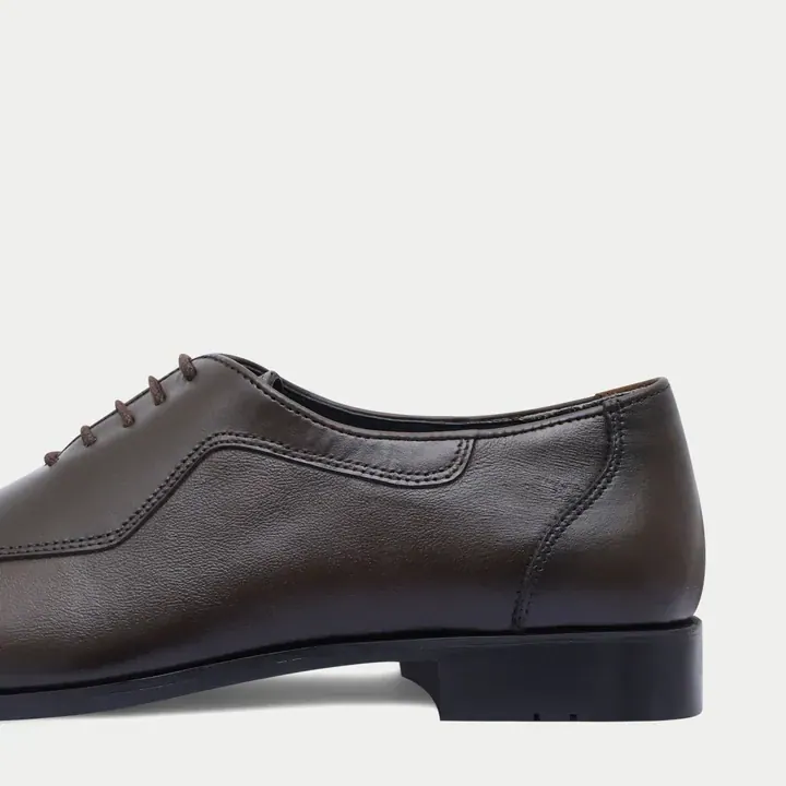 Handmade Coffee Leather Formal Lace-Up Shoes, Coffee color, Formal Lace Ups category, view 4 by Hidesole