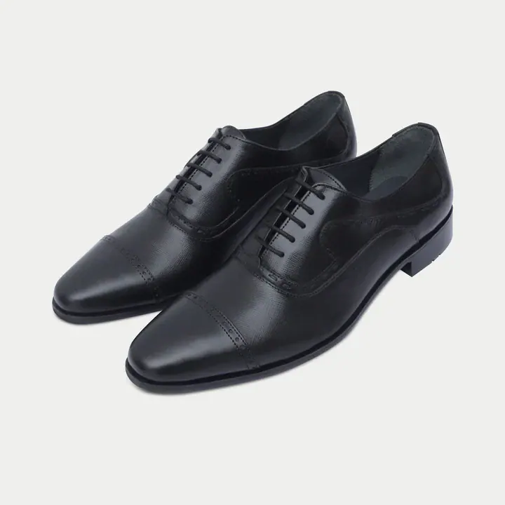 Handmade Cow Leather Formal Lace-Up Shoes, Black color, Formal Lace Ups category, view 1 by Hidesole