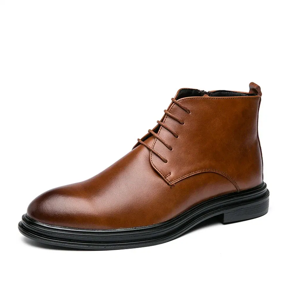 Leather Classic Fashion Casual Chukka Boots, Brown color, Chukka Shoes category, view 1 by Hidesole