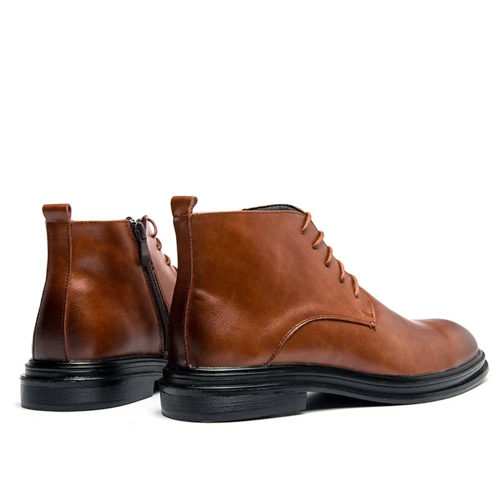 Leather Classic Fashion Casual Chukka Boots, Brown color, Chukka Shoes category, view 4 by Hidesole