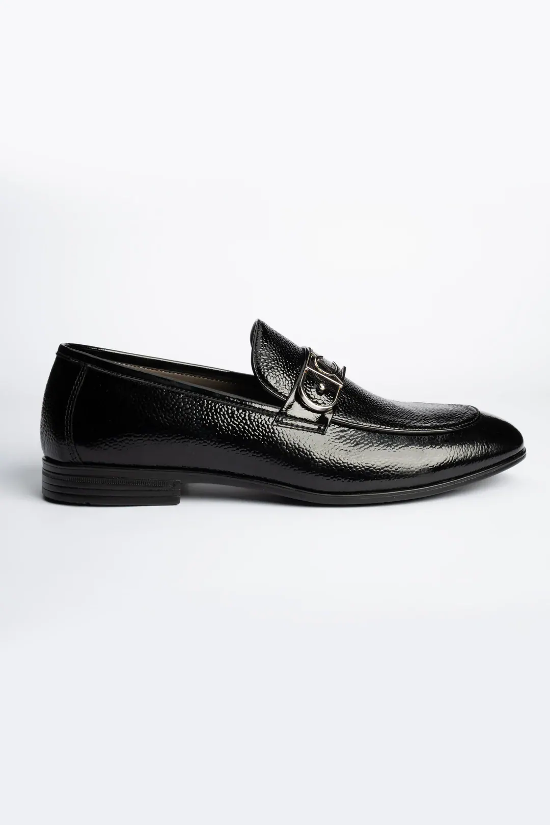 High Shine Snake Print Black Leather Loafers, Black color, Loafers category, view 1 by Hidesole
