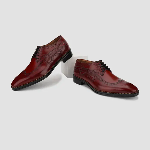 Escobar Style Calf Leather Handcrafted Derby Shoes, Burgundy color, Derby Leather Shoes category, view 2 by Hidesole