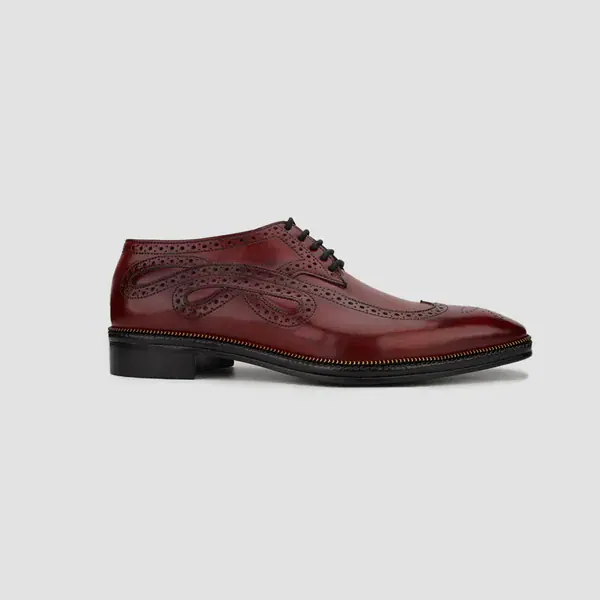 Escobar Style Calf Leather Handcrafted Derby Shoes, Burgundy color, Derby Leather Shoes category, view 5 by Hidesole