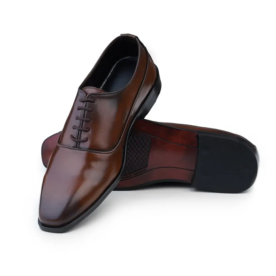 Premium Cow Leather All Day Wear Leather Formal Lace Up, Dark Brown color, Formal Lace Ups category, view 1 by Hidesole