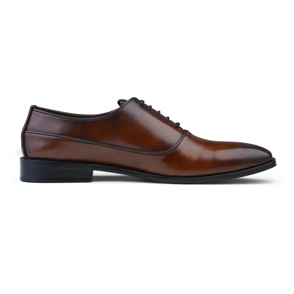 Premium Cow Leather All Day Wear Leather Formal Lace Up, Dark Brown color, Formal Lace Ups category, view 3 by Hidesole