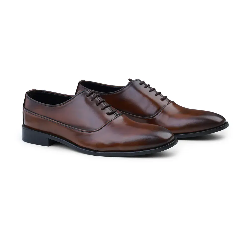 Premium Cow Leather All Day Wear Leather Formal Lace Up, Dark Brown color, Formal Lace Ups category, view 4 by Hidesole