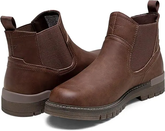 Jousen Chelsea Boots Casual Slip On Ankle Waterproof Mens Boots, Brown color, Chelsea category, view 4 by Hidesole