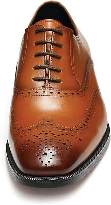 Genuine Leather Classic Elastic Band Formal Lace Up, Brown color, Formal Lace Ups category, view 4 by Hidesole